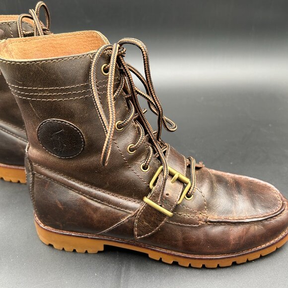 Vintage Polo Ralph Lauren Ranger Leather Workwear Boots Men’s 7.5 Brown Lug Sole main image 8